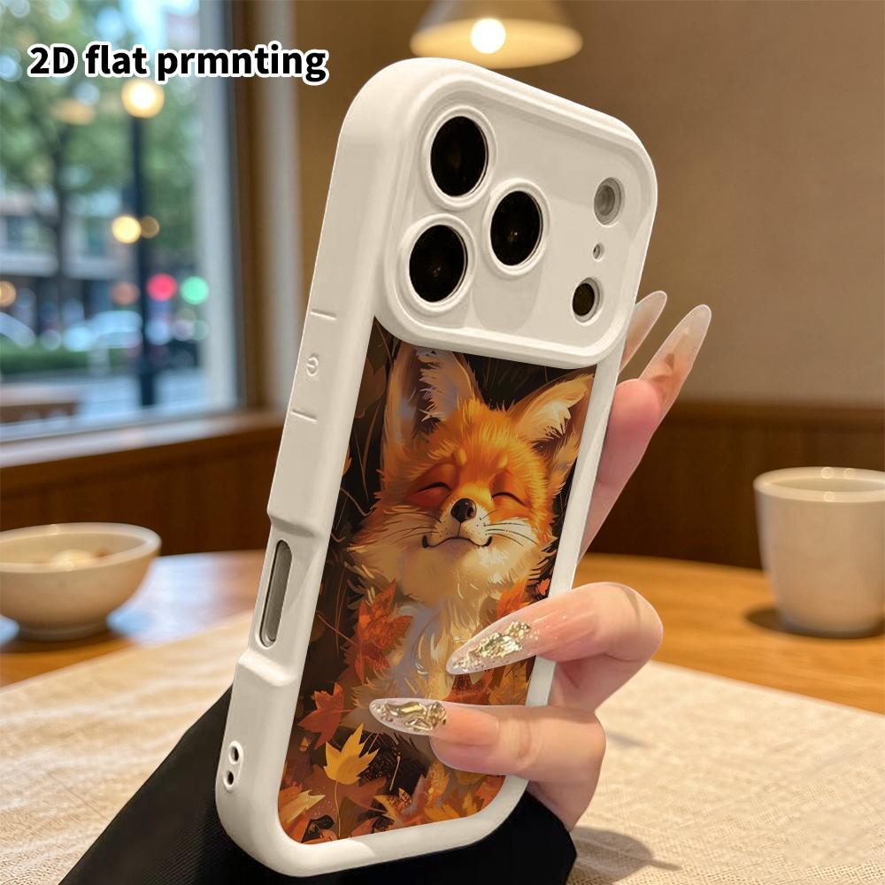 Phone Case: 2D Flat Design Suitable for iPhone 18 17 16 15 14 13 Pro Tiered Protective Case, Sleeping Red Fox, Christmas and Halloween Gift