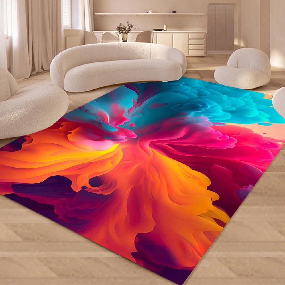 Kreativer Farbfluss-Bereichsteppich mit abstrakten flüssigen Mustern Wohnzimmer Schlafzimmer Kunstliebhaber Dekor Teppich Heimdekoration Matte