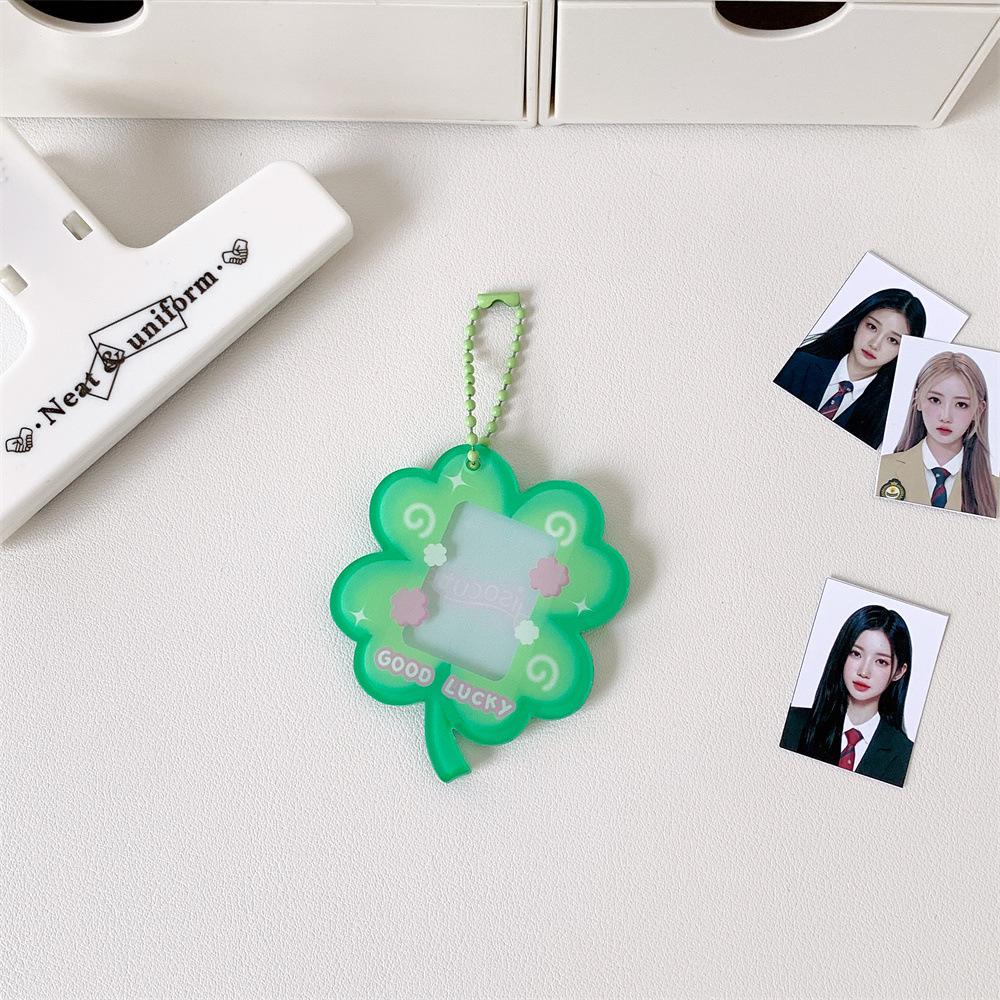 Glitter Star Card Holder with Keychain Acrylic 1-Inch Photocard Holder ID Card Case Student Kpop Idol Photo Card Bag