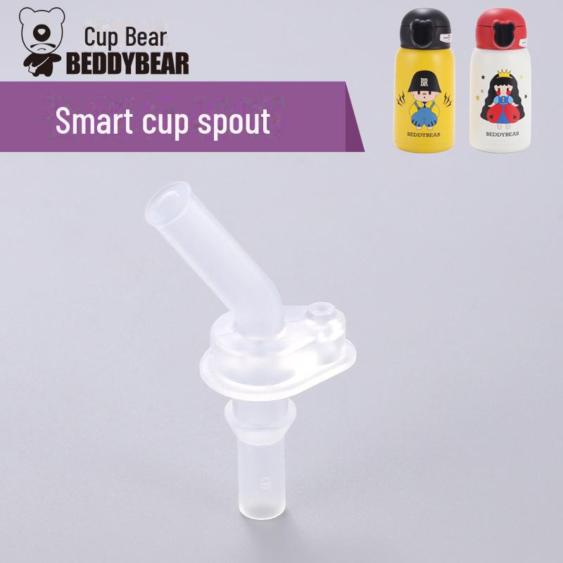 Original Bear Silicone Straw Cup Set: Includes Suction Cup, Mouthpiece, Hose, and Coaster for Kids' Learning and Drinking.