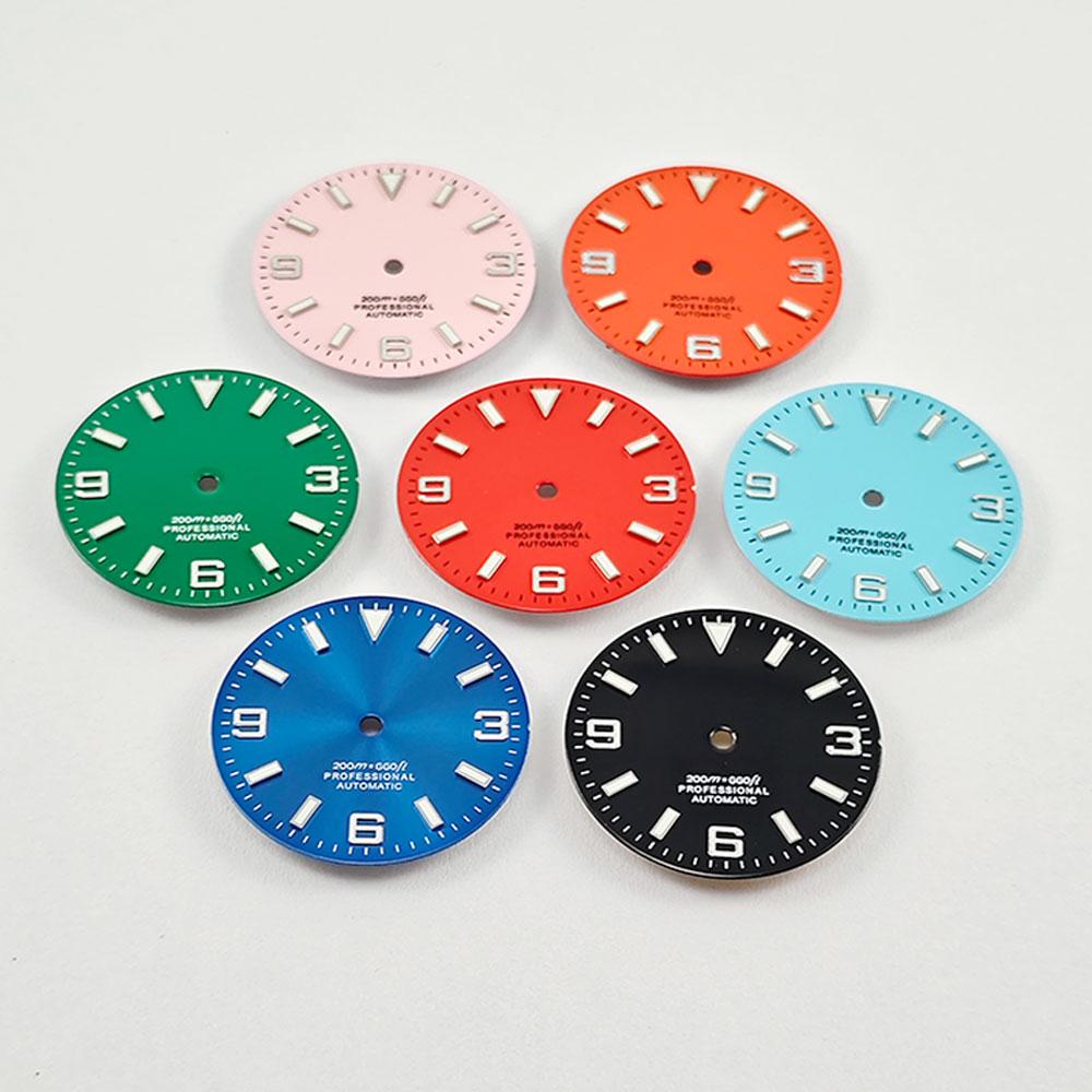 NH35 29mm No Logo Watch Dial Fit NH35A NH36 NH38 Movement Blue Green Luminous Rose Gold /Gold /Silver Nail Explorer Model Dial