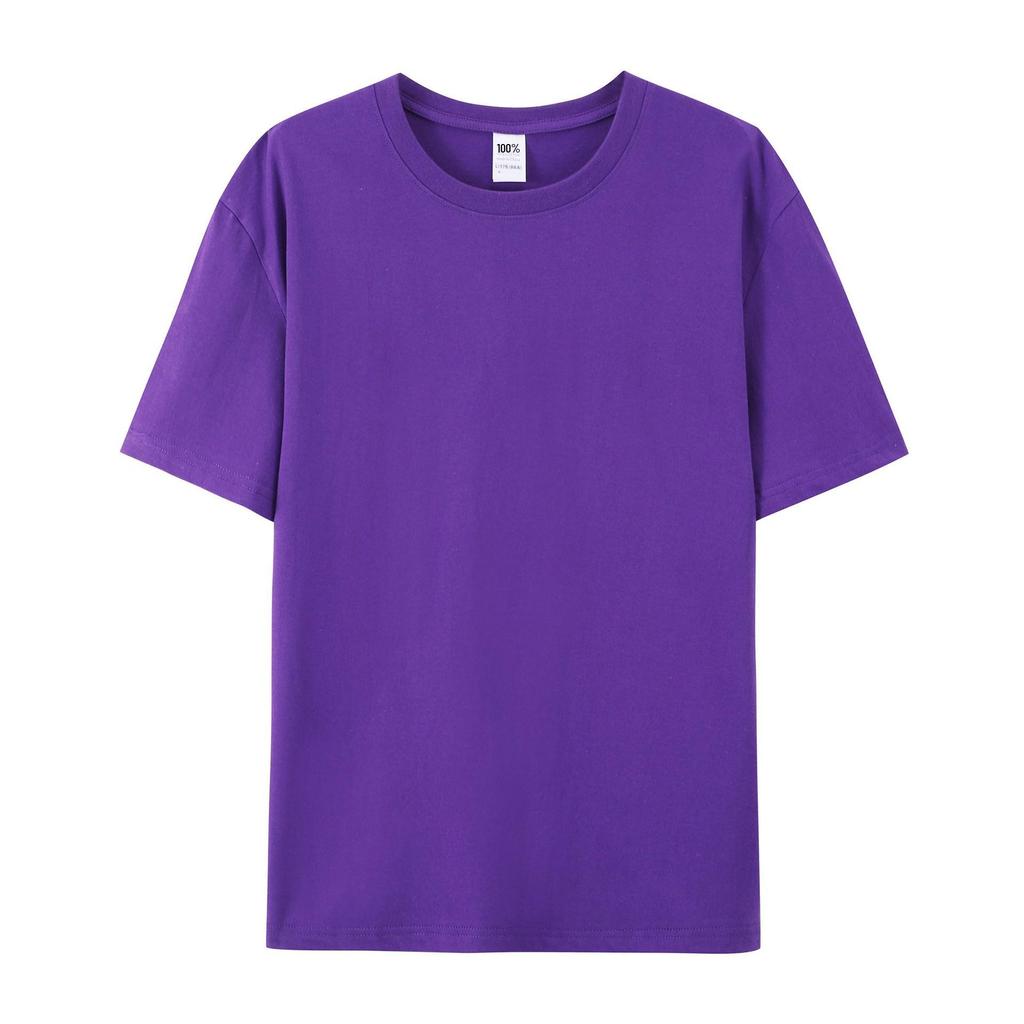 Unisex 180g Combed Cotton Crew Neck T-Shirt: Loose Fit, Solid Color, Short Sleeve, Print-Ready.