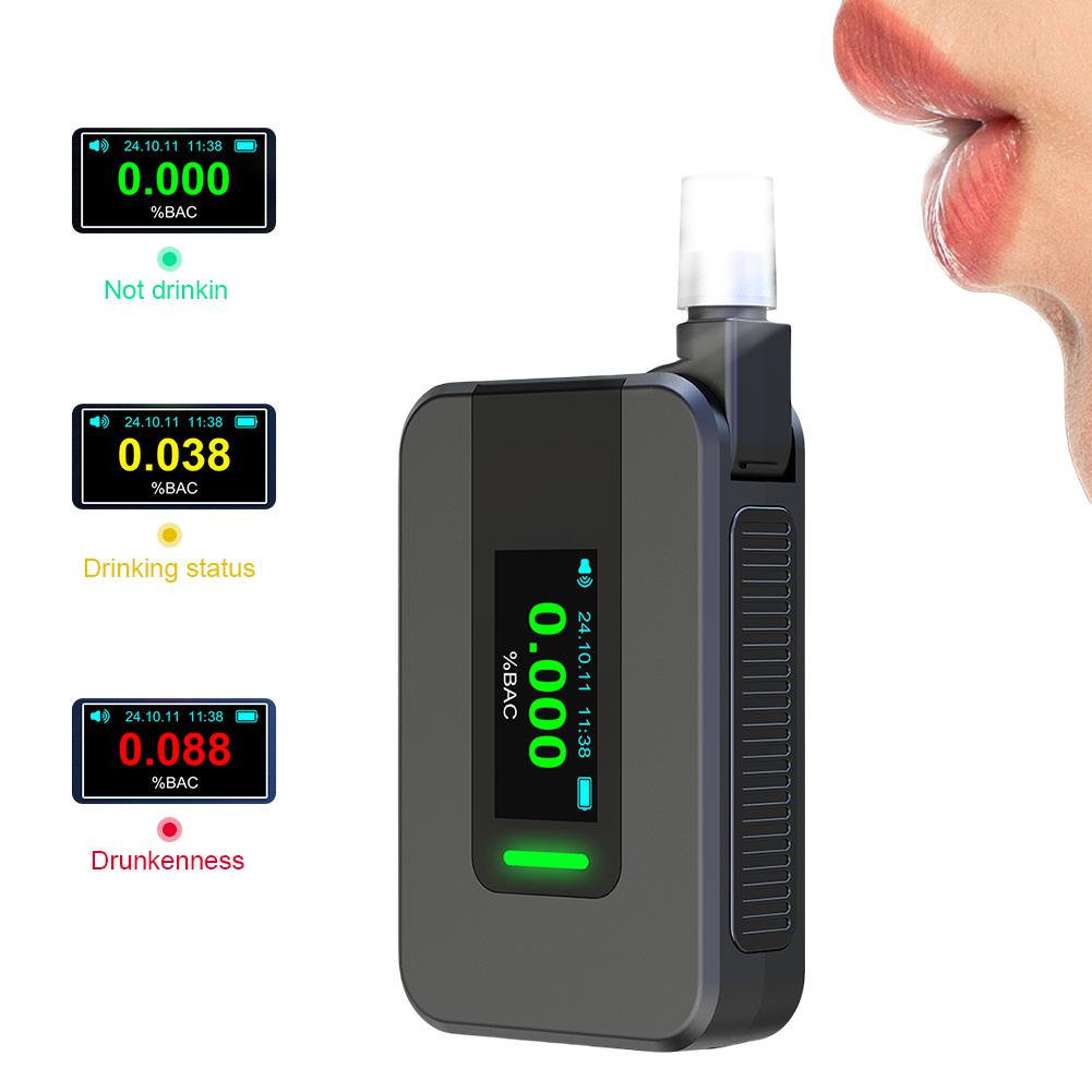 Electrochemical Alcohol Tester USB Rechargeable Blowing Drunk Driving Alcohol Tester Portable Alcohol Meter for Professional Use