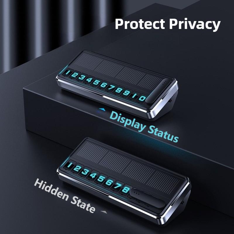 Solar Car Phone Number Plate Led Lighting Temporary Parking Card Hidden Plates Car Park Stop Multiple Number Parking Gadgets