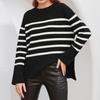 Women's Casual Striped Loose Round Neck Pullover Sweater