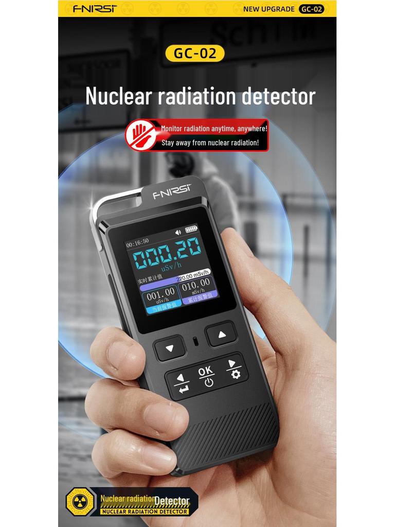 FNIRSI GC-02 Professional Nuclear Radiation Detector & Personal Geiger Counter Dose Alarm