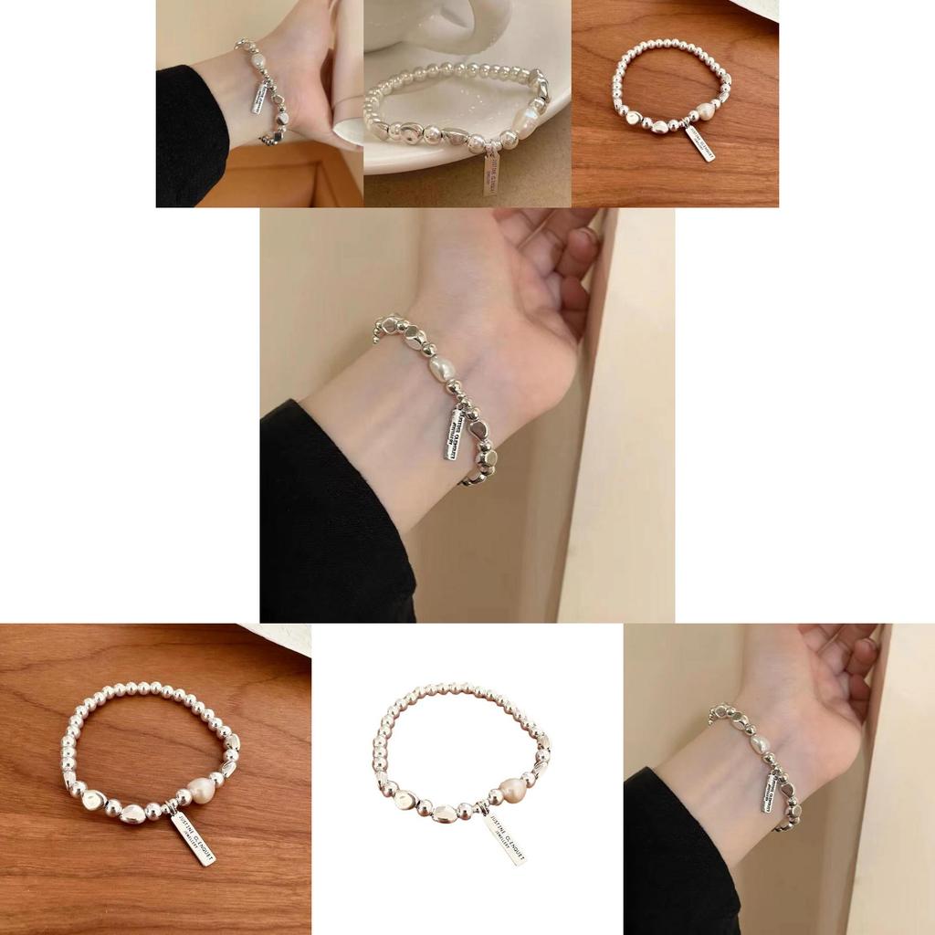 Sophisticated Pearl Silver Geometric Bracelet Exquisite Handcrafted Women's Gift