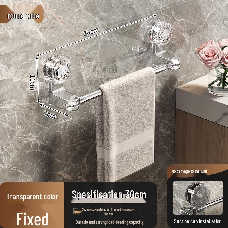 Punch-Free Corner Extendable Towel Rail with Suction Cup and Hook Hanger