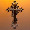 Elegant Abstract Metal Cross with Vines: Wall Decor & Gift