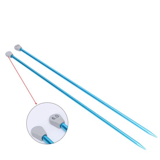 2 Pcs Aluminum Single Point Knitting Needles Pins Straight DIY Weaving Tool