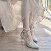 Silver Pearl Strap Sequin High Heels: Women's Pointed Toe Bridesmaid Shoes, Coming-of-Age 2025 Edition