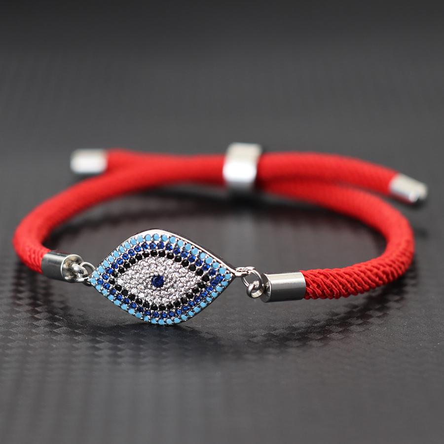 Blue Luxury Crystal Devil's Eye Milan Rope Adjustable Bracelet Men Women Hand Rope Couple Friendship Braslet Casual Jewelry