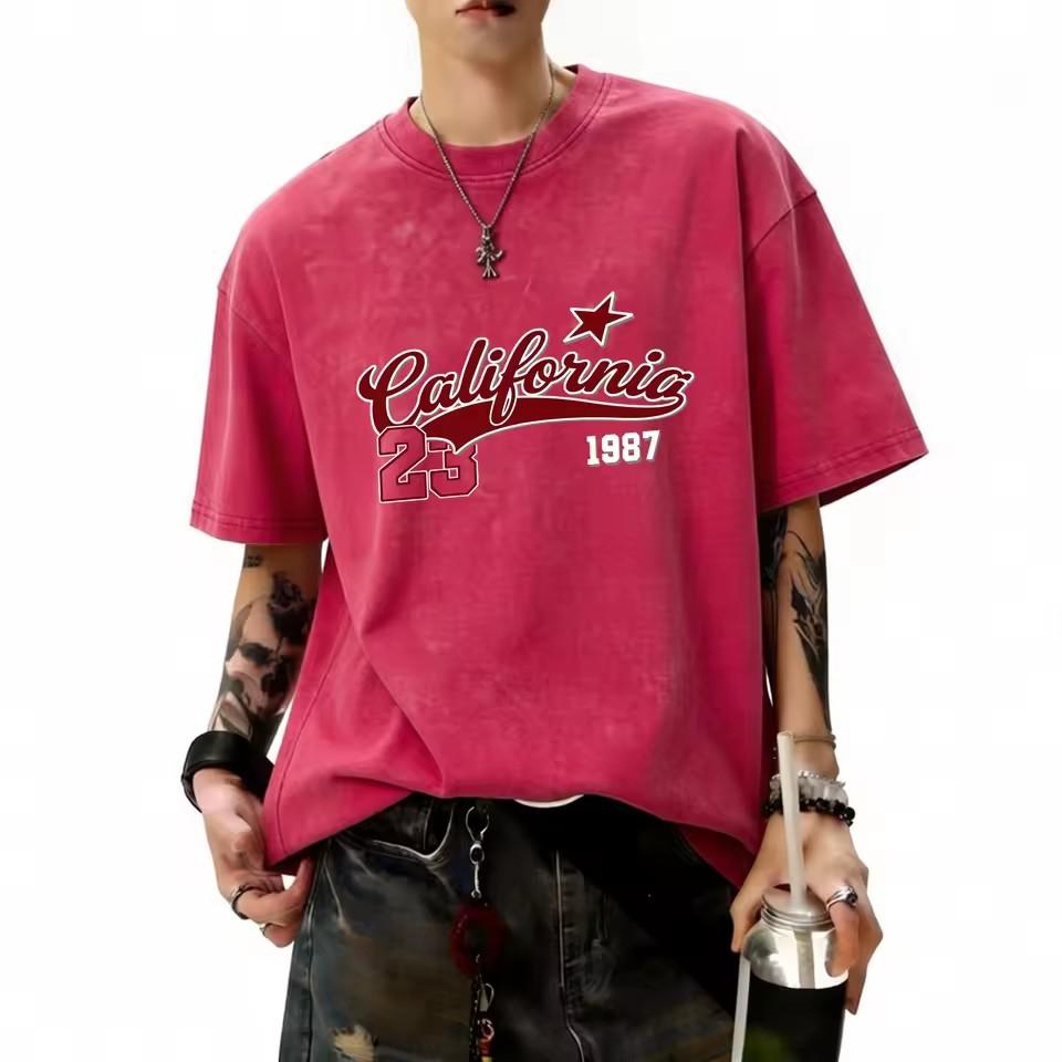 Summer Hot Selling New Men's Gothic Letter Tiger Print Comfortable and Breathable Round Neck T-shirt Outdoor Street Style Top