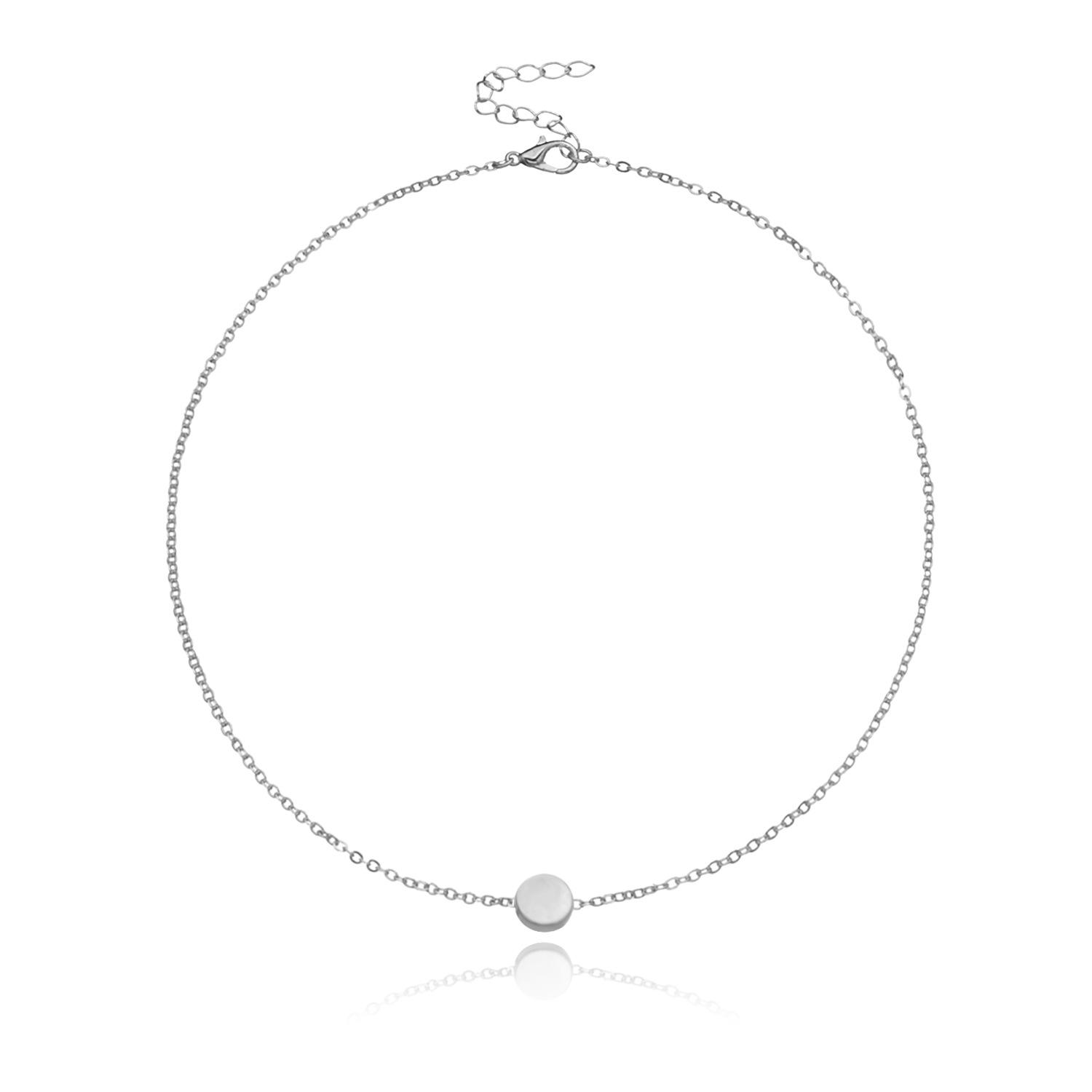 

European and American new products, geometric small round cake exquisite necklace, simple and versatile necklace with temperament срібний