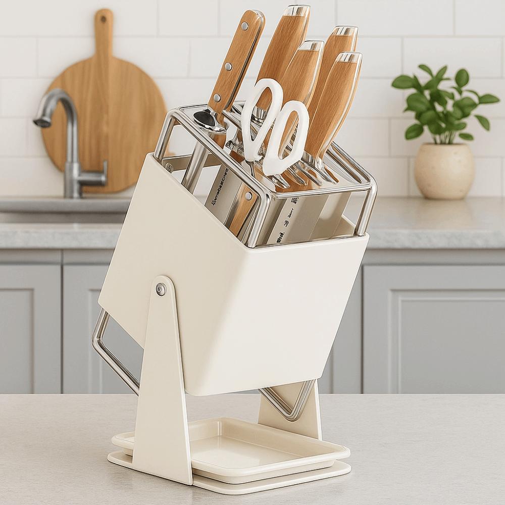 Stable Countertop Cutter Holder Anti-slip Cutlery Organizer Kitchen Storage Rack  for Home