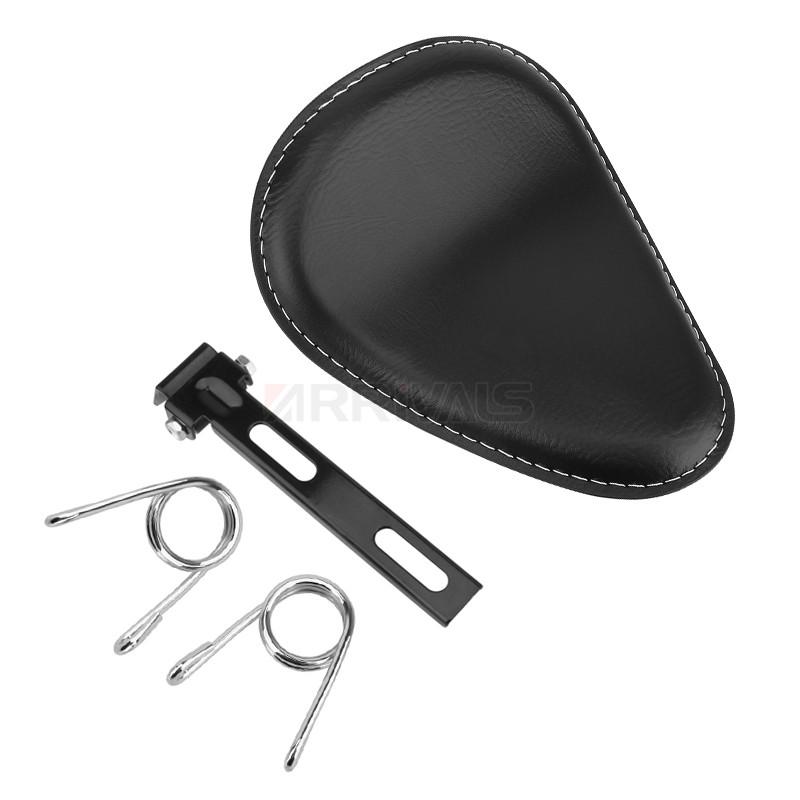 Motorrad Leder Sattel Sitz Retro Schwarzes Leder Einzelsitz für Harley Custom Chopper Bobber Honda Yamaha Kawasaki Suzuki