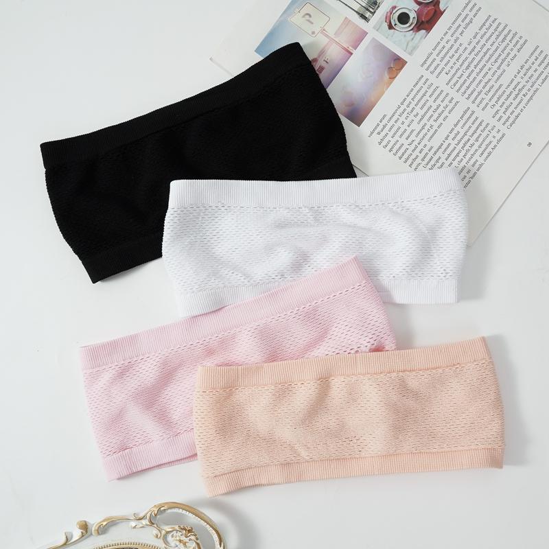 Summer Breathable Strapless Crop Top Women Invisible Chest Wraps Tube Tops Soft Comfort Bra Female Intimate Hollow Out Brassiere