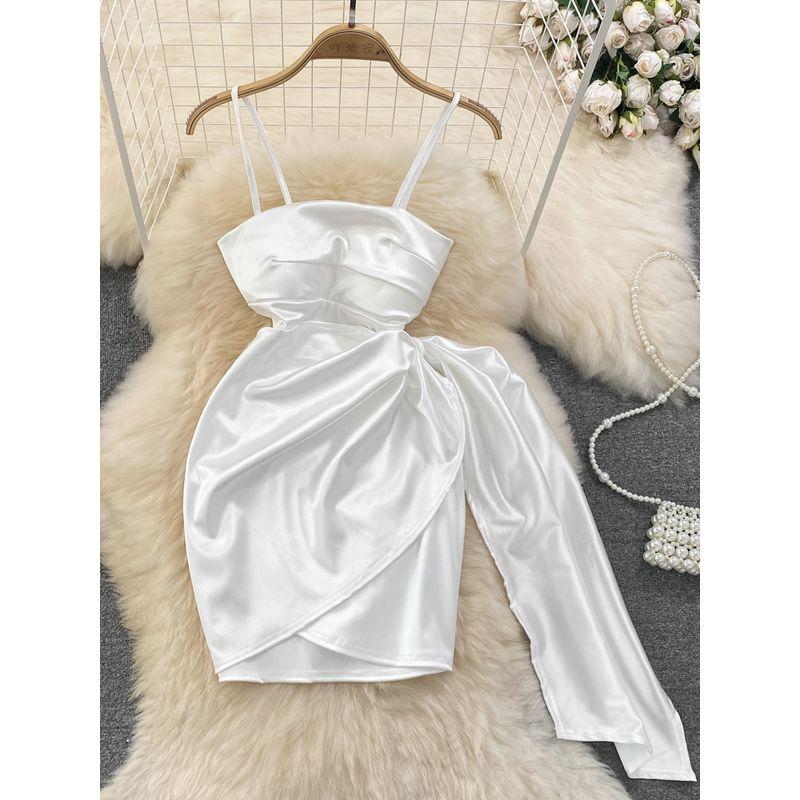 Satin Fashion Irregular Dress Summer Acetic Acid