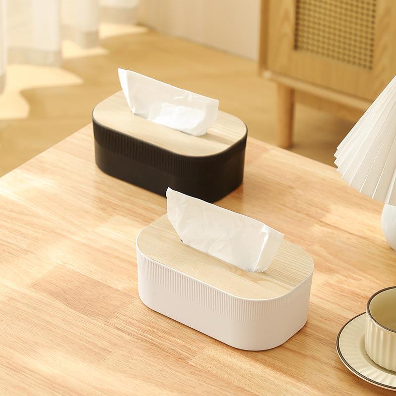 1Pc Nordic Simplicity Style Tissue Box With Wooden Cover Home Living Room Desktop Napkin Box Bathroom Toilet Tissue Box