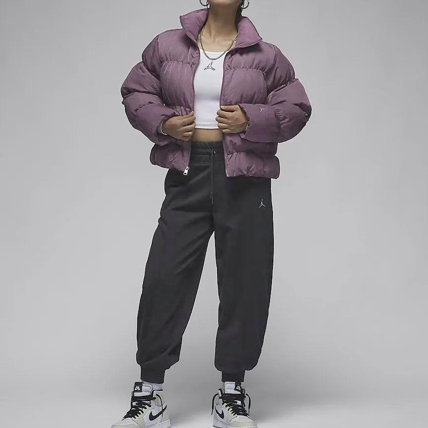 Jordan Solid Color Mandarin Collar Zip Jacket Women Outerwear Purple FB5150-508