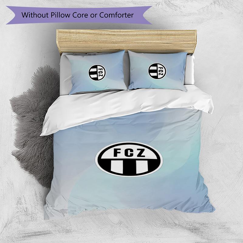 Set Lenzuola Stampato FC Zürich 3 Pezzi Copripiumino Traspirante con Federe Biancheria da Letto Decorativa per Camera da Letto Casa
