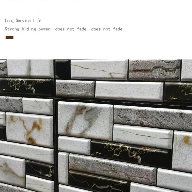 Self Adhesive Tile Wall Sticker - Home Decor 3D PVC Sticker Covers For Kitchen Cupboard Bathroom Waterproof Wallpaper