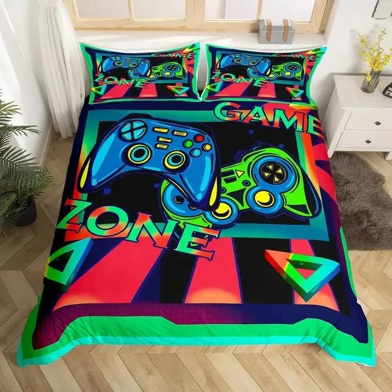 Gamepad Warm Comforter Cover R Beding Set Tens Video with Soft Fabric Duvet For Youth Children Kids Young Boys Modern Controler Bedspread