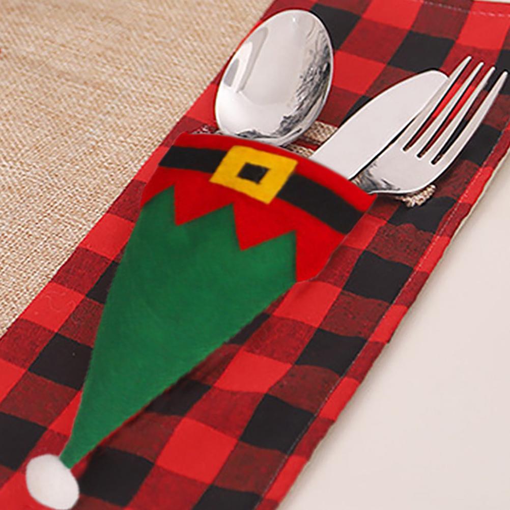 4Pcs Christmas Hat Cutter and Fork Set Hat Storage Tool Christmas Ornament Decorations for Home Xmas Home