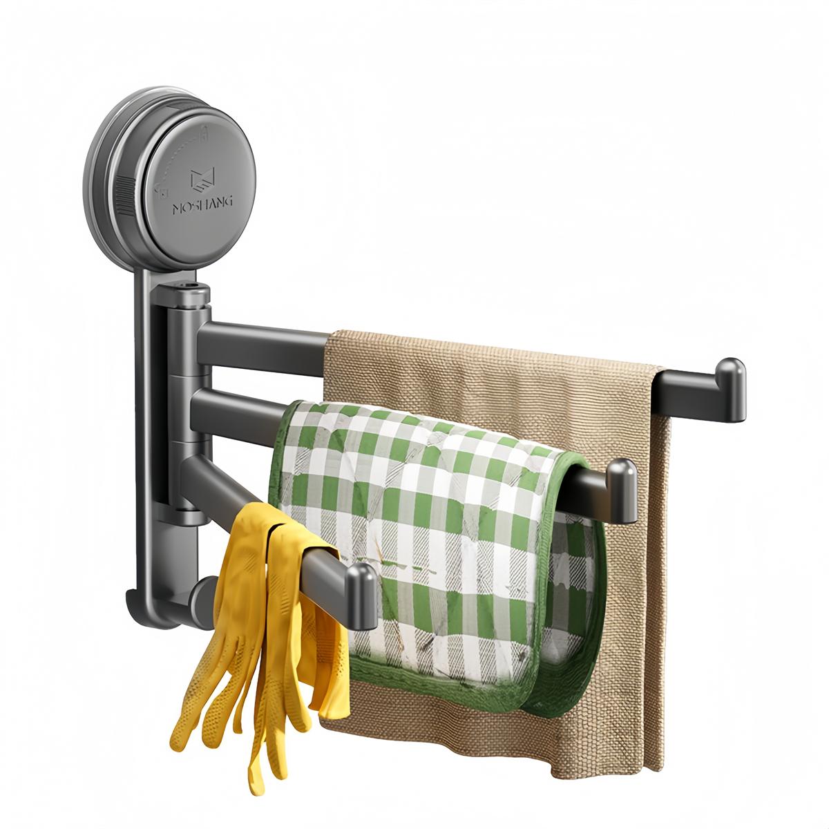 

Space-saving Towel Holder Suction Cup Hanger Bathroom Organization 180 Degree Rotation Bathroom And Kitchen Use China Mainland