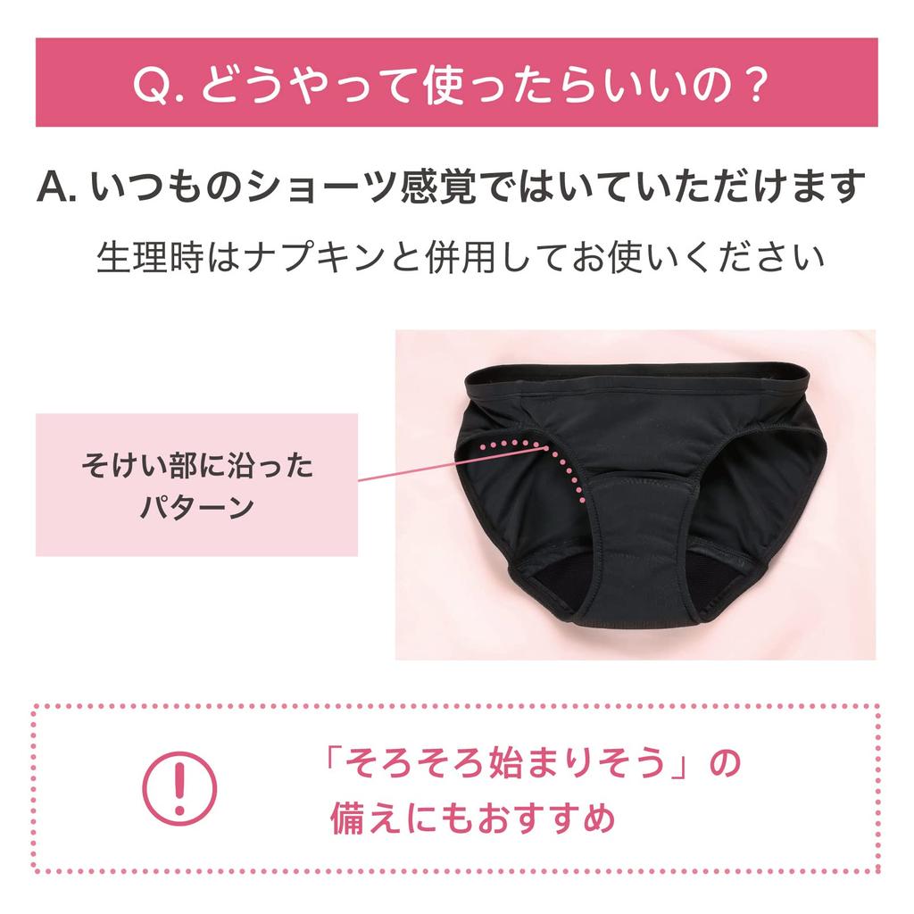 Sanitary Water Absorbent 5 Layer Regular M [Lucien] Shorts, Shorts, Structure, Type, Femoon, Women's, Black,