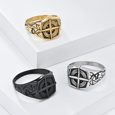 Vintage Nordischer Pirat Nautischer Kompass Edelstahl Ring Herren Gold Hip Hop Glaube Handschmuck