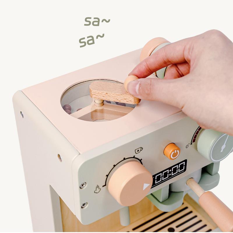 Baby Preted Toy Wooden Coffee Machine Children Kitchen Toy Games Children Montessori Educational Cosplay Indoor Diy Toys