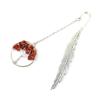 Vintage Tree of Life Bookmark - Handmade with Natural Crystal Chips & Antique Metal Feather