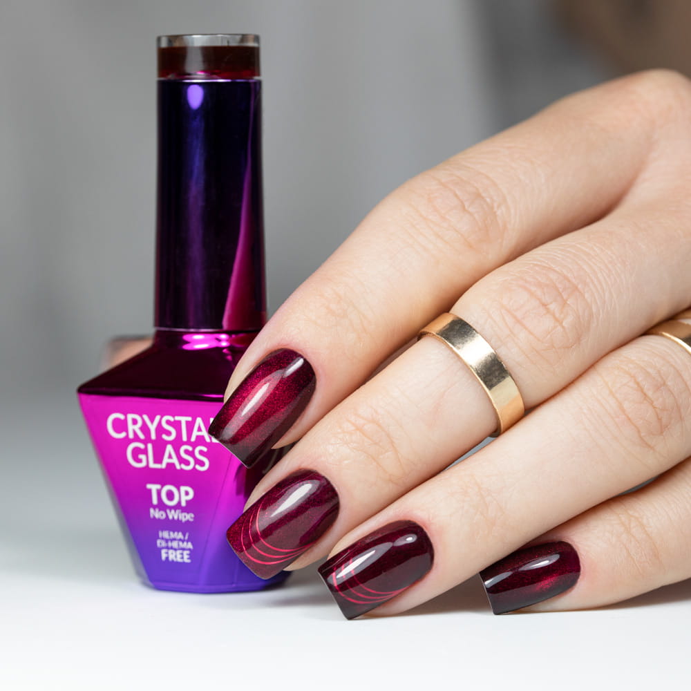 Kolorowy Top Bez Przemywania Top No Wipe Crystal Glass Molly Nails Raspberry Hema/Di-Hema Free 10G