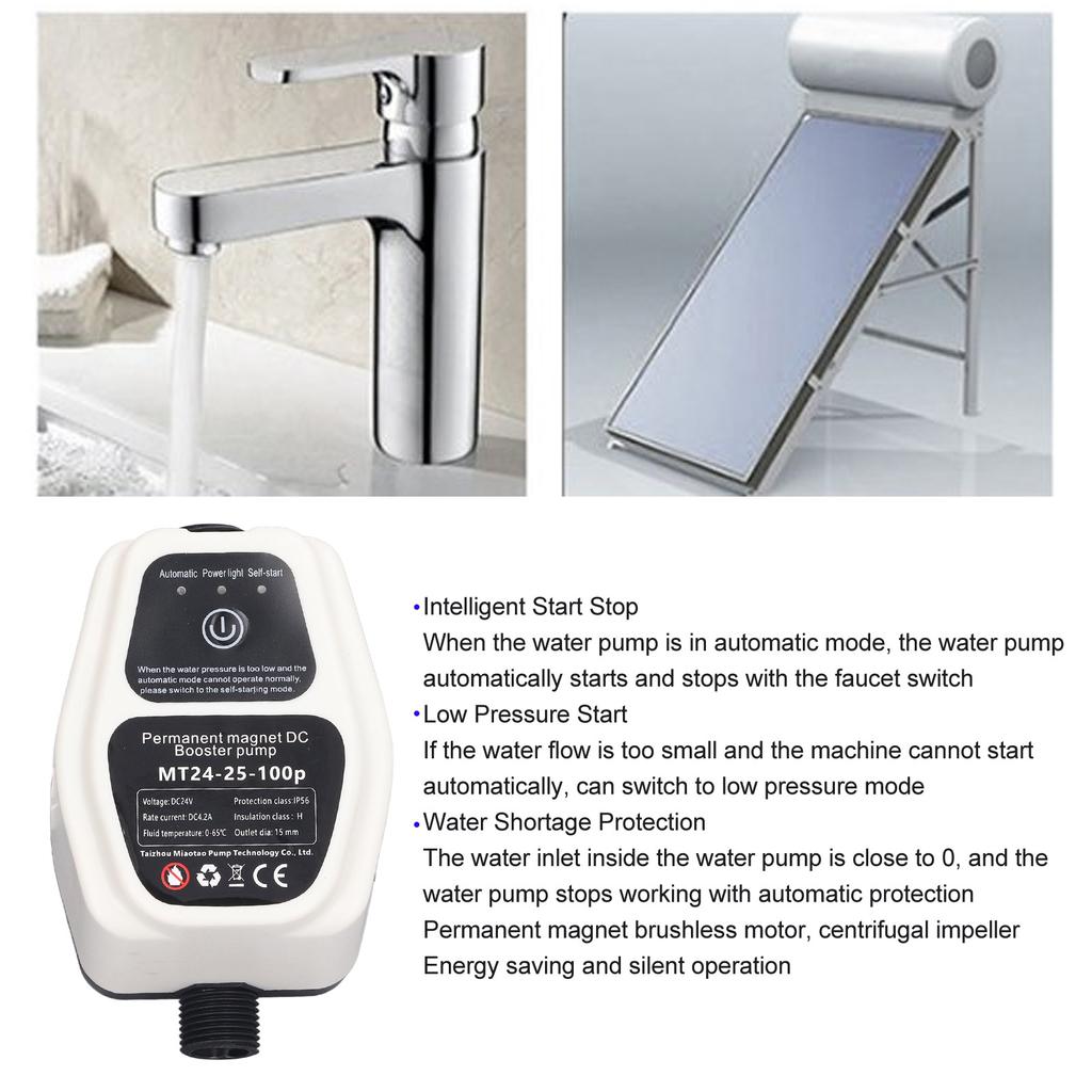 Booster Pump Low Noise 100W 24V 25L Full Automatic Intelligent Sensing Quiet Water Pressure Boost Pump 100Pa
