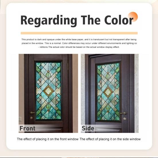 Stained Glass Window Privacy Films Decorative Static Clings Removable Sun Blocking Covering Colorful Window