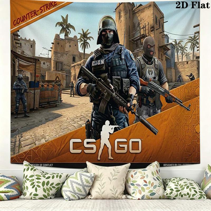 csgo Wall Tapestry Aesthetic Wall Hanging Printed Fabric Blanket Decorative Tapestries for Bedroom Living Room Home Decor