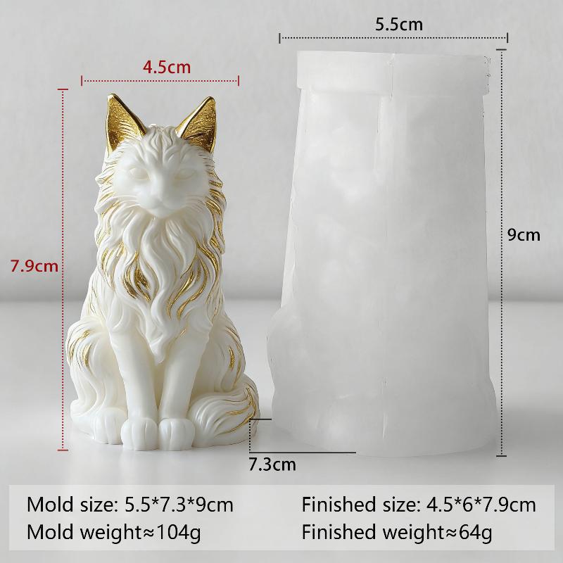 Cute Maine Coon Cat Silicone Mold Diy Scented Candle Wax Plaster Craft Pet Lover Gift Home Decor