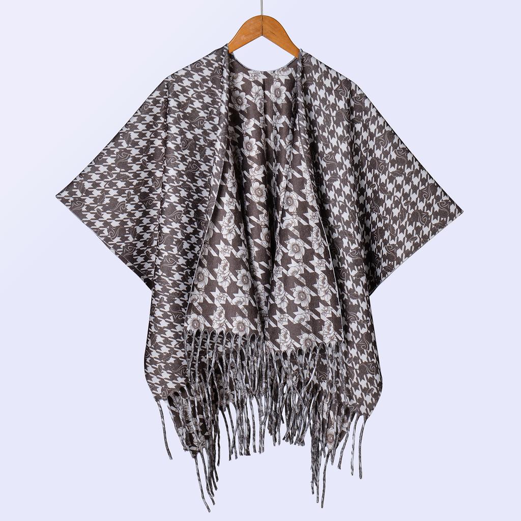 New National Style Ink Double-sided Thickened Shawl with Women's Autumn and Winter Retro High-end Photo Shawl Large Cape