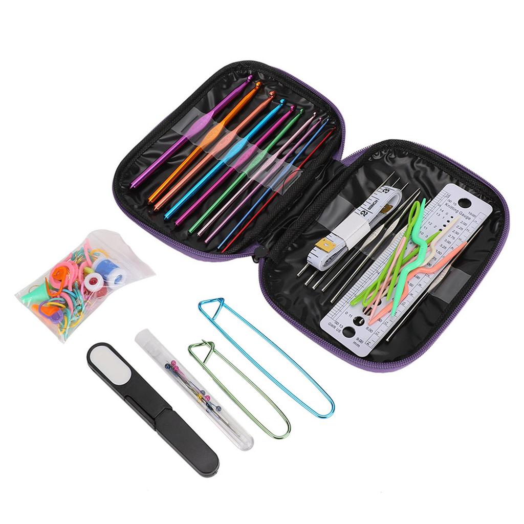 100PcsCelsiusSet Sweater Knitting Tool 22 Metal Crochet Set Needles Sewing Tools Kit with   Accessories