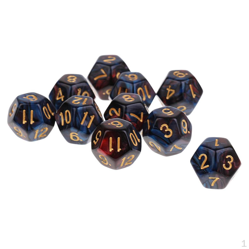 10 Pcs Polyhedral s 1-12 Numbers House Props
