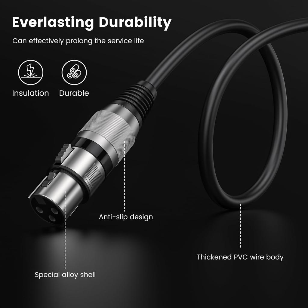 MOSWAG XLR Female Balanced Interconnect TRS Microphone Cable for Dynamic Mic Audio Sound Mixers 1/4 1M/3.28FT Microphones, Speakers, Amplifiers,