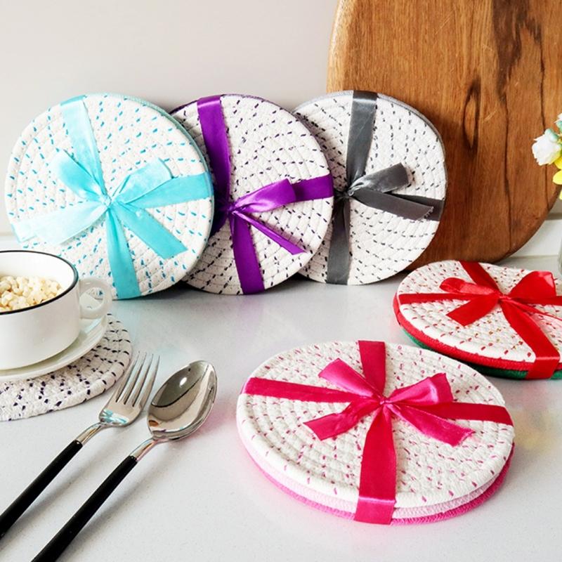 3Pcs Kitchen Table Mats Heatproof Colorful Dish Pad With Nonslip Base For Home Dining Protections Use