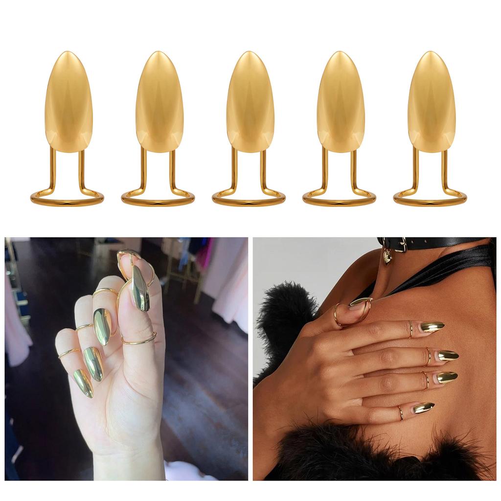 Adjustable Size Fashion Nail Rings Set of 5 Sturdy Alloy Materials Jewelry Accessory for Trendy Women Ladies Use