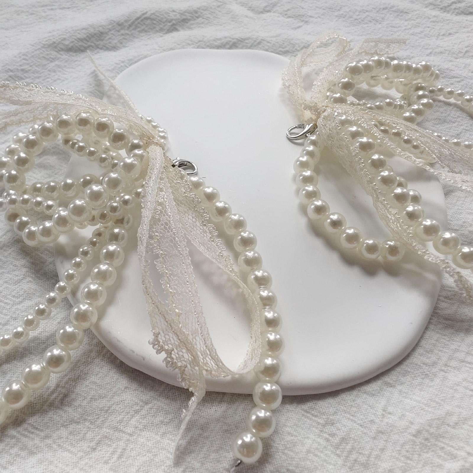 Жемчужный бант пряжка для обуви украшение милые кружевные банты брелок для ключей — фото 8