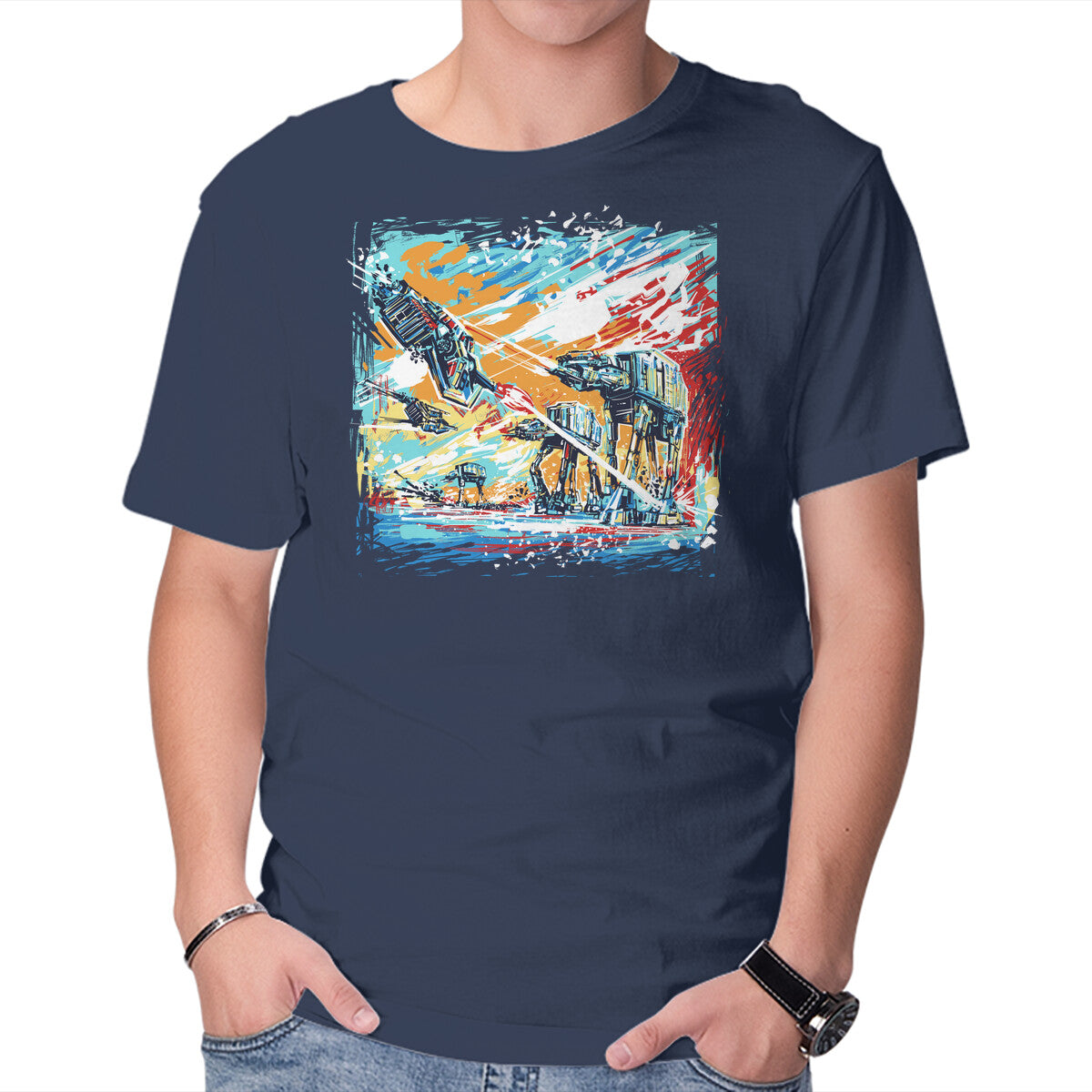 Unisex Crew Neck T-Shirt Hoth Painting Graphic Short Sleeve Casual Tee XL