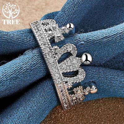 925 Sterling Silver Open Crown Ring Fashion Jewelry