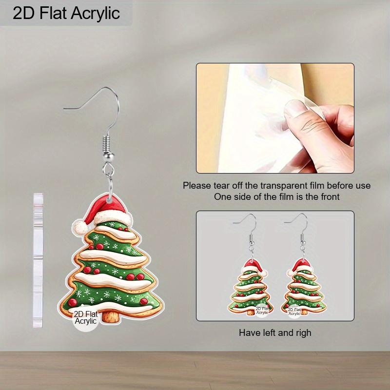 2 Pairs Fashion Christmas Acrylic Earrings for Women Classic Christmas Tree Christmas Hat Acrylic Earrings Creative Cookies Men Dangle Earrings