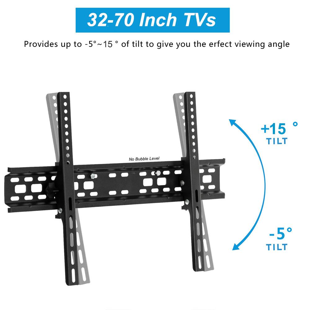 TV Wall Mount Fixed for Most 32-70 Inch Universal Tilt Low Profile Flat Stand VESA 600x400mm 88 LBS Angle Adjustment -5~+15°