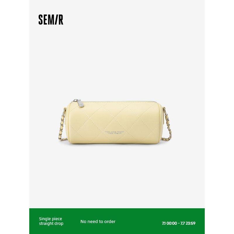 

Сумка-мессенджер Senma Женская 2024 Новая сумка-цилиндр Нежный французский стиль Сумка на плечо Модная ромбовидная сумка-подушка Rice White 10301